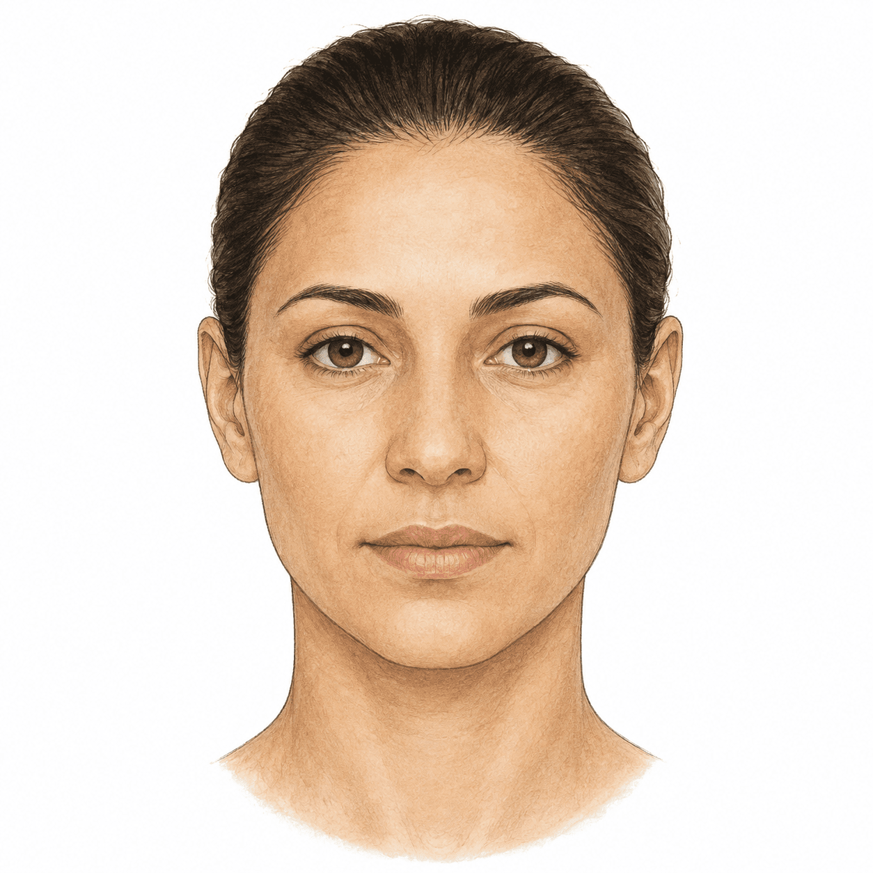 Ilustração de Rosto; referência visual, não orienta técnica de aplicação